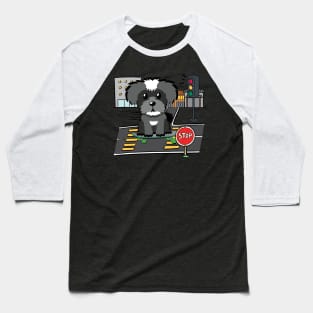 Funny schnauzer is on a skateboard Baseball T-Shirt